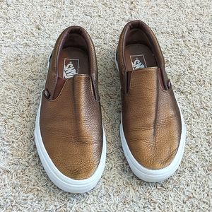 Vans Metallic Brown Slip On Sneakers